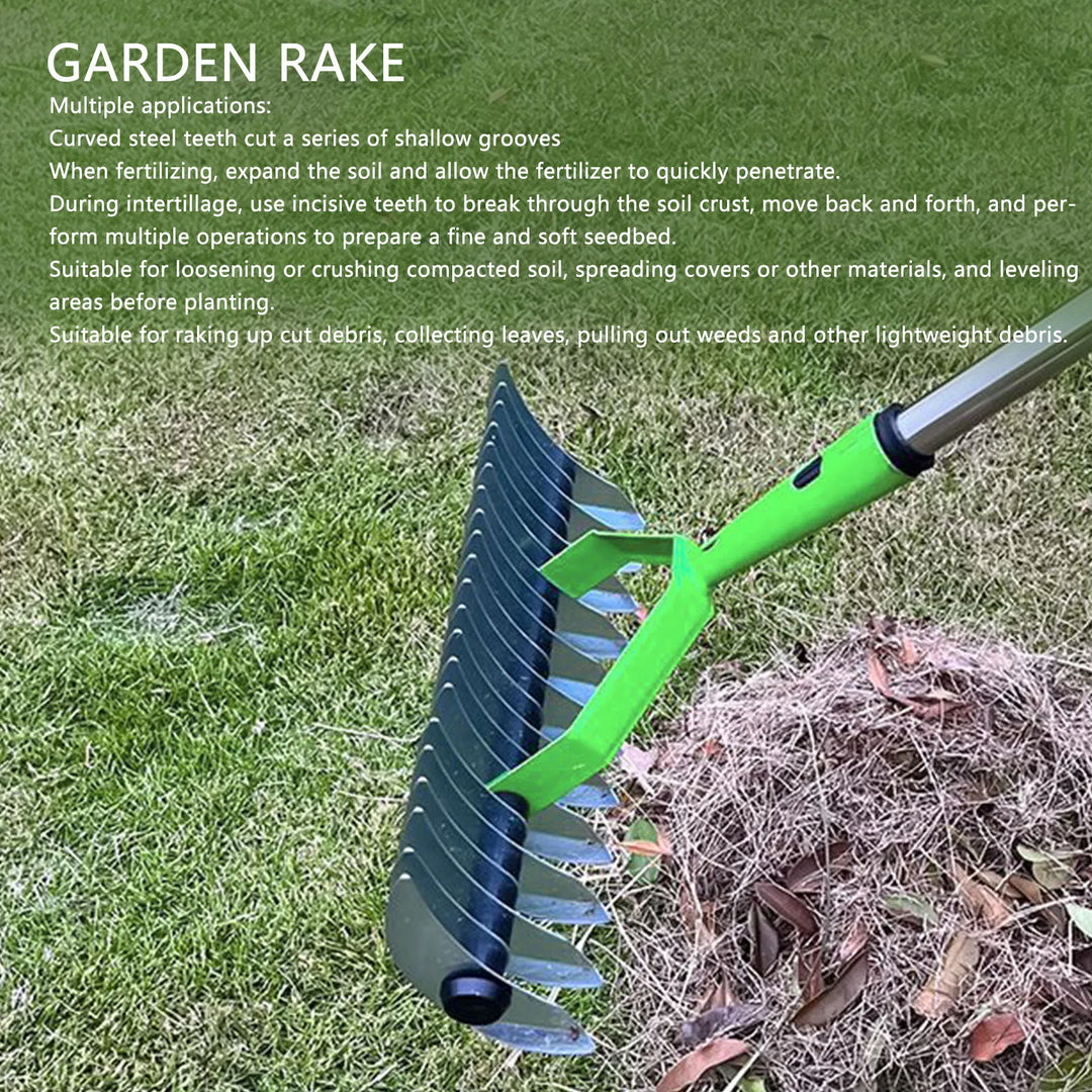 RasenPro Tête de râteau | Scarificateur en acier inoxydable | Dents courbées | Pour mousse, feuilles et entretien du sol