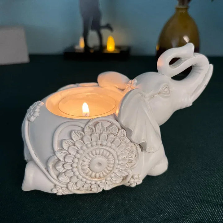 Support de bougie chauffe-plat éléphant Elevara | Fait main & riche en détails | Accessoire décoratif pour la maison | Résine 13×13 cm / 13×9 cm