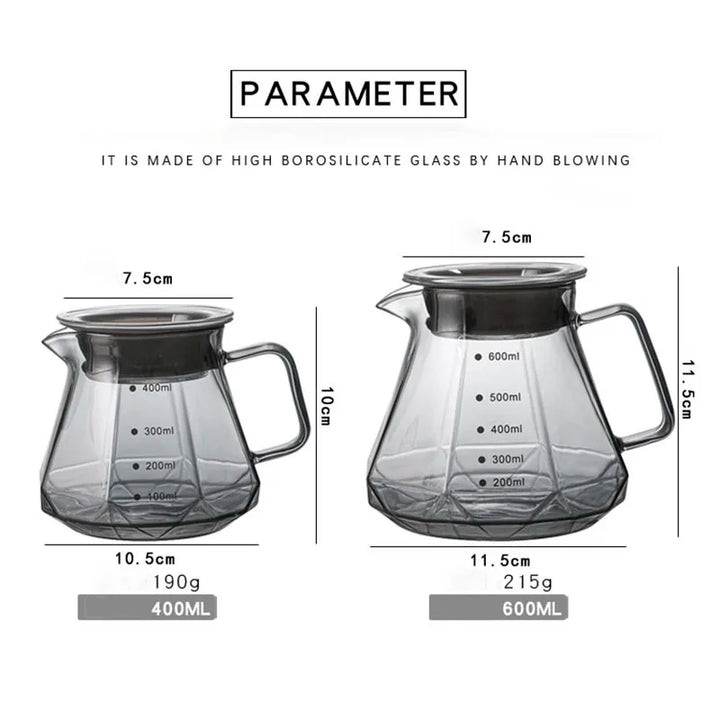 AromaCloud Cafetière | Set Pour Over | Verre Borosilicaté | 400 ml & 600 ml