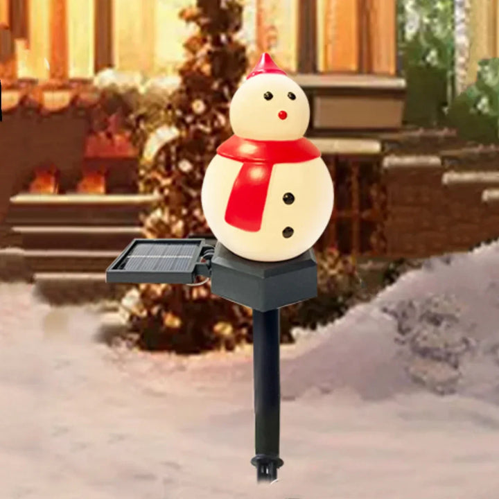 Lampe de jardin solaire | Père Noël & Bonhomme de neige | Lumière d'extérieur LED | Étanche & Extérieur