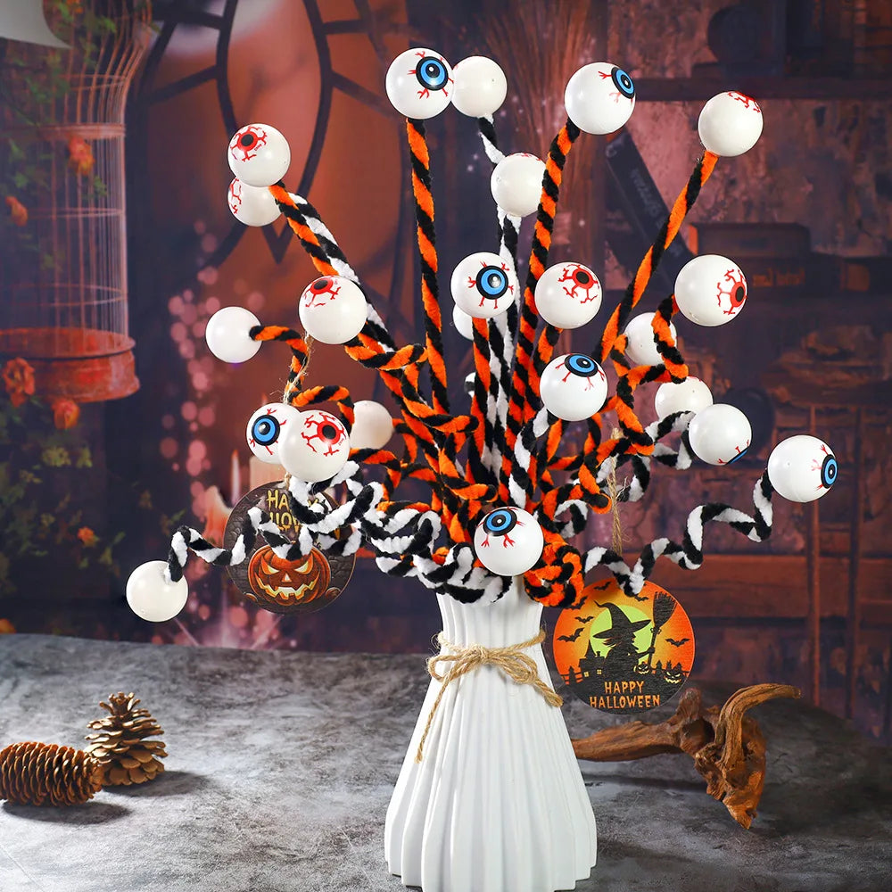 Décoration d'Yeux Halloween Creepos | Yeux en Fil Sautants | Pendants Noir et Blanc | Décoration de Fête Intérieure & Extérieure