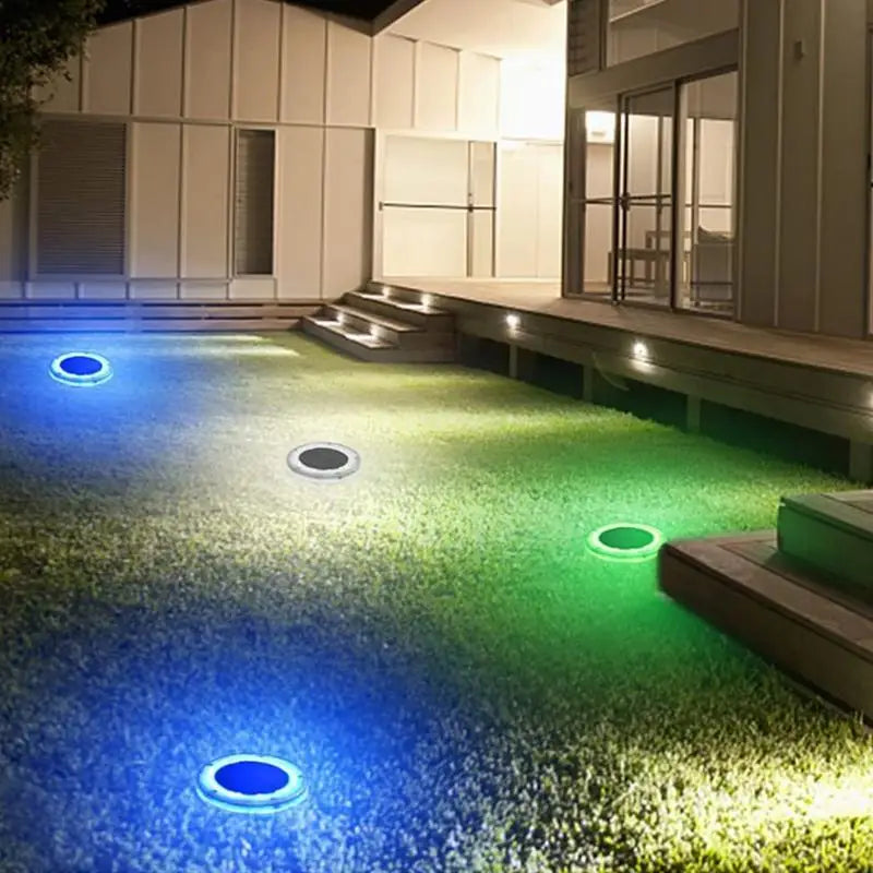 AquaGlow Lumière de Piscine Solaire | Flottante & Étanche | LED Bleue | 11,6×2,5 cm