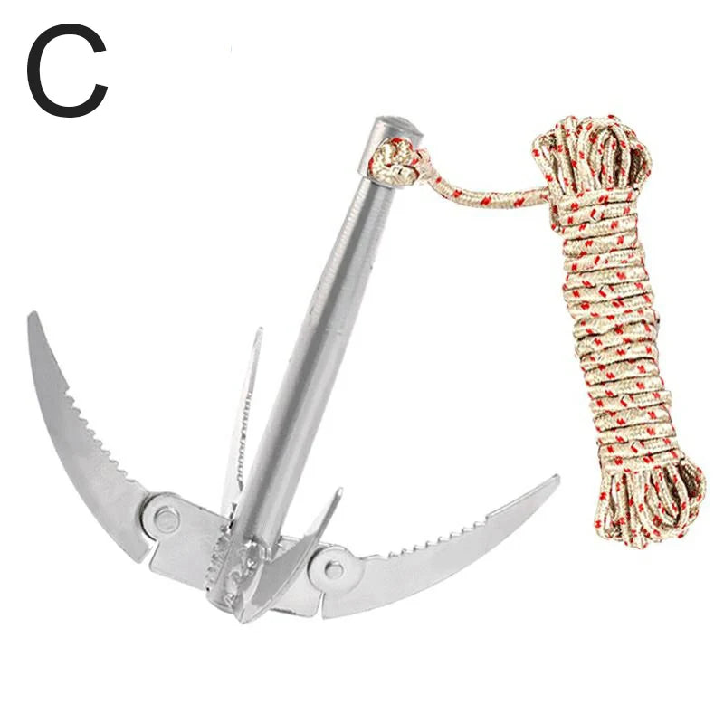 AquaGripX Ancre Pliable pour Bateaux | Crochet de Préhension Robuste avec Corde | Pliable & Résistant à la Rouille | Pour Kayak, Canoë & Accessoires de Pêche