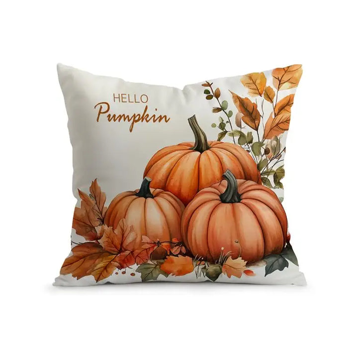 Housse de coussin CosyGratitude | Motif de gratitude automnal | Velours Peach Skin | 45×45 cm