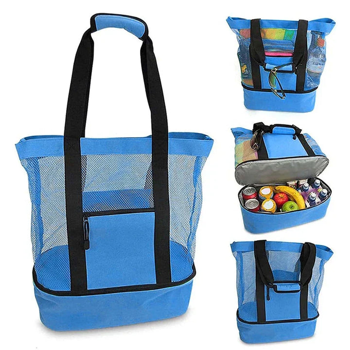 Sac de Plage SANDORIA 2-en-1 | Avec Compartiment Isotherme & Rangement en Maille | Pour Jouets, Coquillages & Snacks | Léger & Pliable