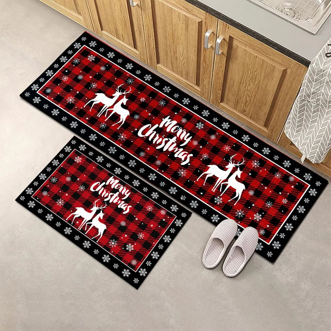 PlaidJoy Tapis de Noël | Design à carreaux & Antidérapant | Absorbant & Lavable | Pour Cuisine & Salon | Édition 2025–2026
