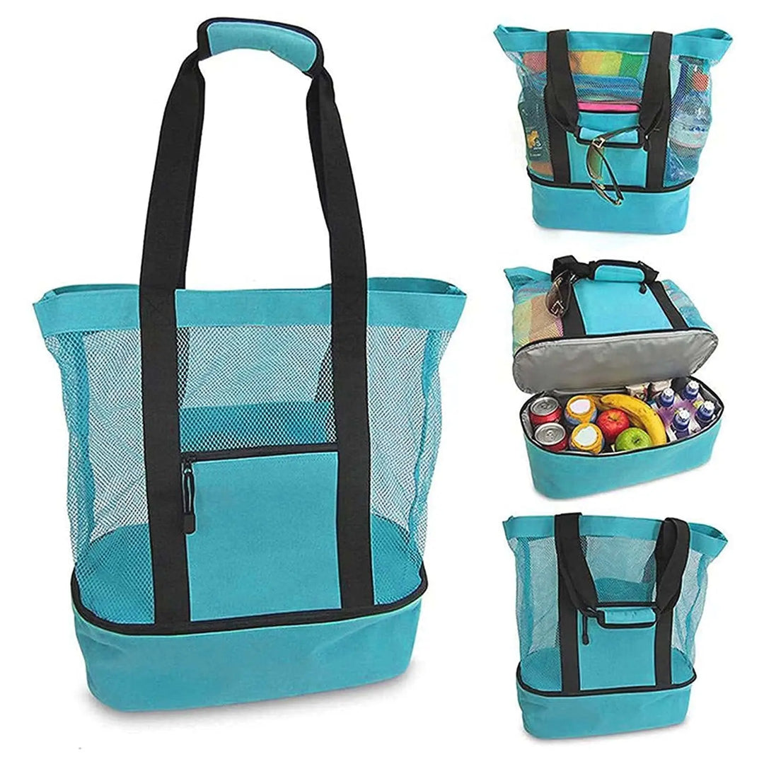 Sac de Plage SANDORIA 2-en-1 | Avec Compartiment Isotherme & Rangement en Maille | Pour Jouets, Coquillages & Snacks | Léger & Pliable