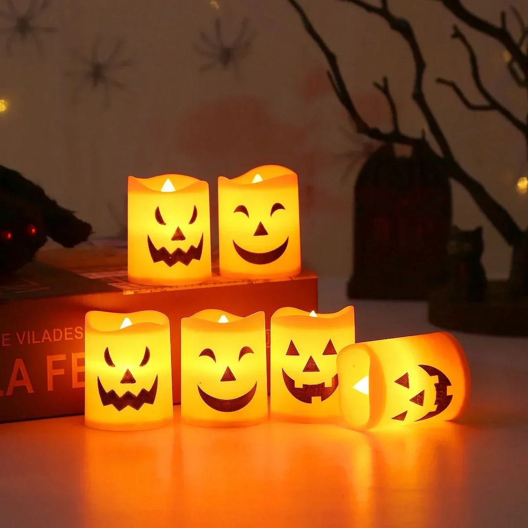 SpukLicht | Bougies LED en design fantôme | Set de 6 | Lumière jaune vacillante | Décor Halloween