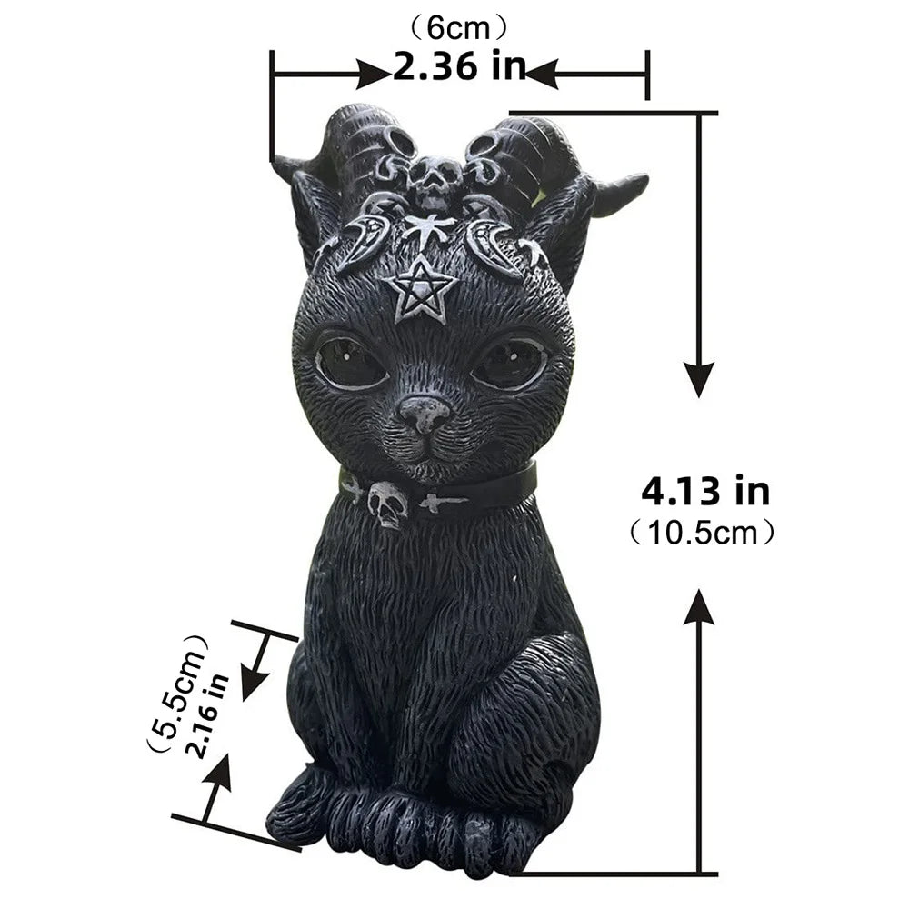 Figurine de Chat Noir MystiCat | Chat Sorcière Peint à la Main | Sculpture en Résine 10 cm | Halloween & Décoration
