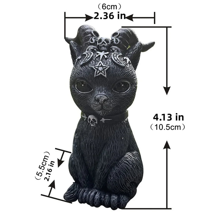 Figurine de Chat Noir MystiCat | Chat Sorcière Peint à la Main | Sculpture en Résine 10 cm | Halloween & Décoration