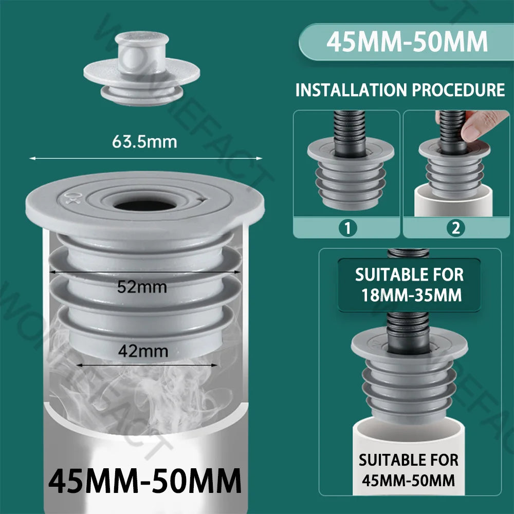 Joint de drainage en silicone DRAINLOK | Stop odeurs & protection contre les insectes | Pour tuyaux de 3,5 à 7,5 cm | Set de 2