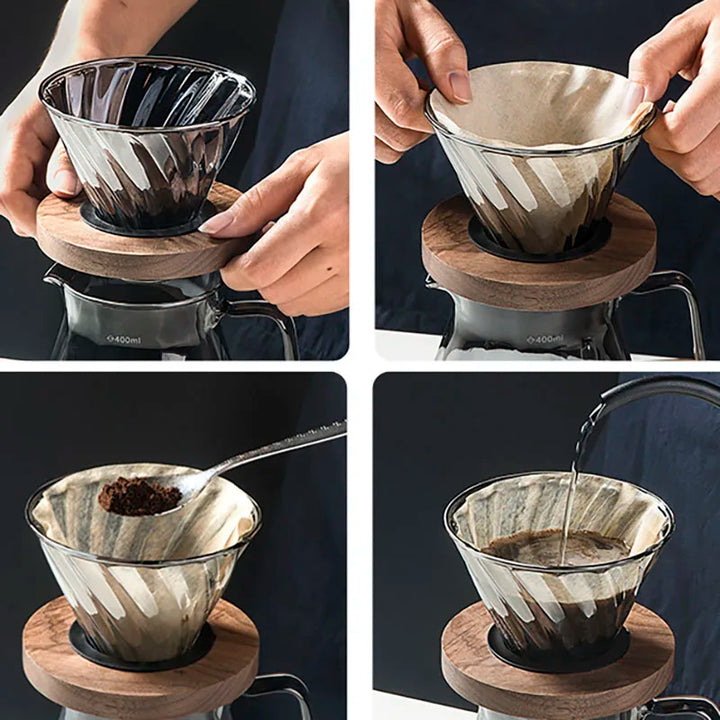 AromaCloud Cafetière | Set Pour Over | Verre Borosilicaté | 400 ml & 600 ml