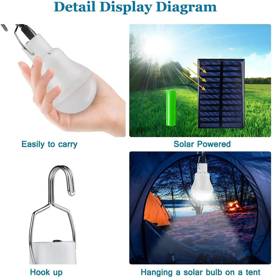 Lampe LED Solaire LumiCamp Pro | Rechargeable via USB & Solaire | Étanche IP55 | Solution d'éclairage d'urgence portable avec fonction de variation