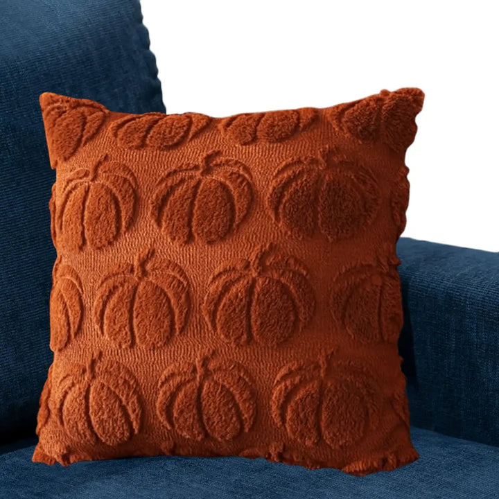 Pumpura | Housse de coussin Citrouille d'Automne | 45 × 45 cm | Douce & Pelucheuse | Décoration d'Halloween & d'Automne