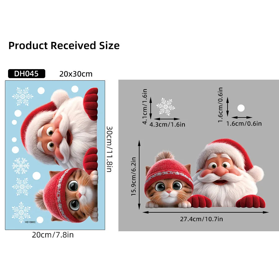 Autocollants de fenêtre de Noël SantaCling | Réutilisables & sans résidus | Motif Père Noël | Décoration de fenêtre pour salon & couloir