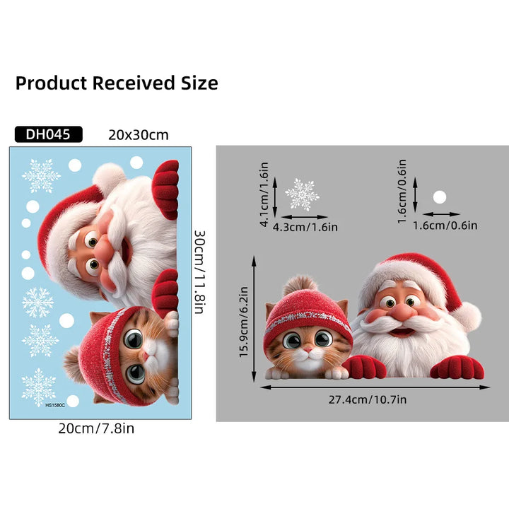 Autocollants de fenêtre de Noël SantaCling | Réutilisables & sans résidus | Motif Père Noël | Décoration de fenêtre pour salon & couloir