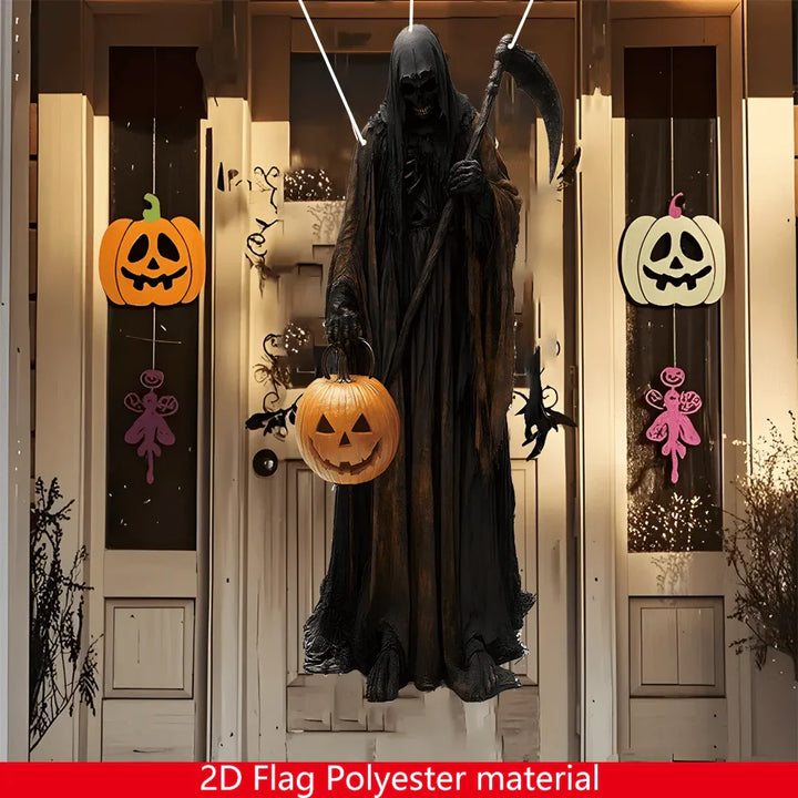 Décoration Murale Halloween ShadowPumpkin | Homme Citrouille Maléfique | Tissu de Fond 2D | Pour Intérieur & Extérieur
