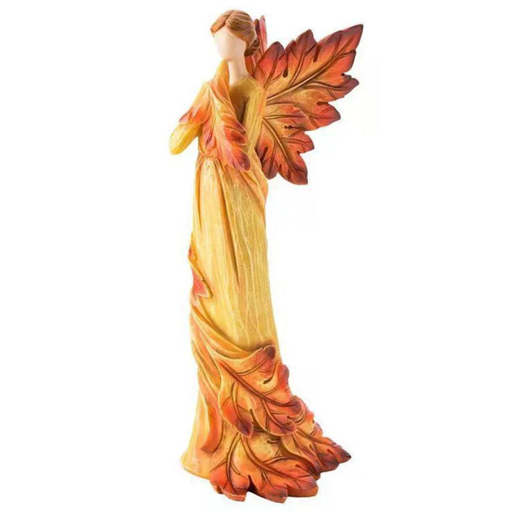 AUTUMNIA Ange en Feuille d'Érable | Figurine en Résine | Décoration Angélique Automnale | 10–15 cm | Pour la Maison & le Jardin