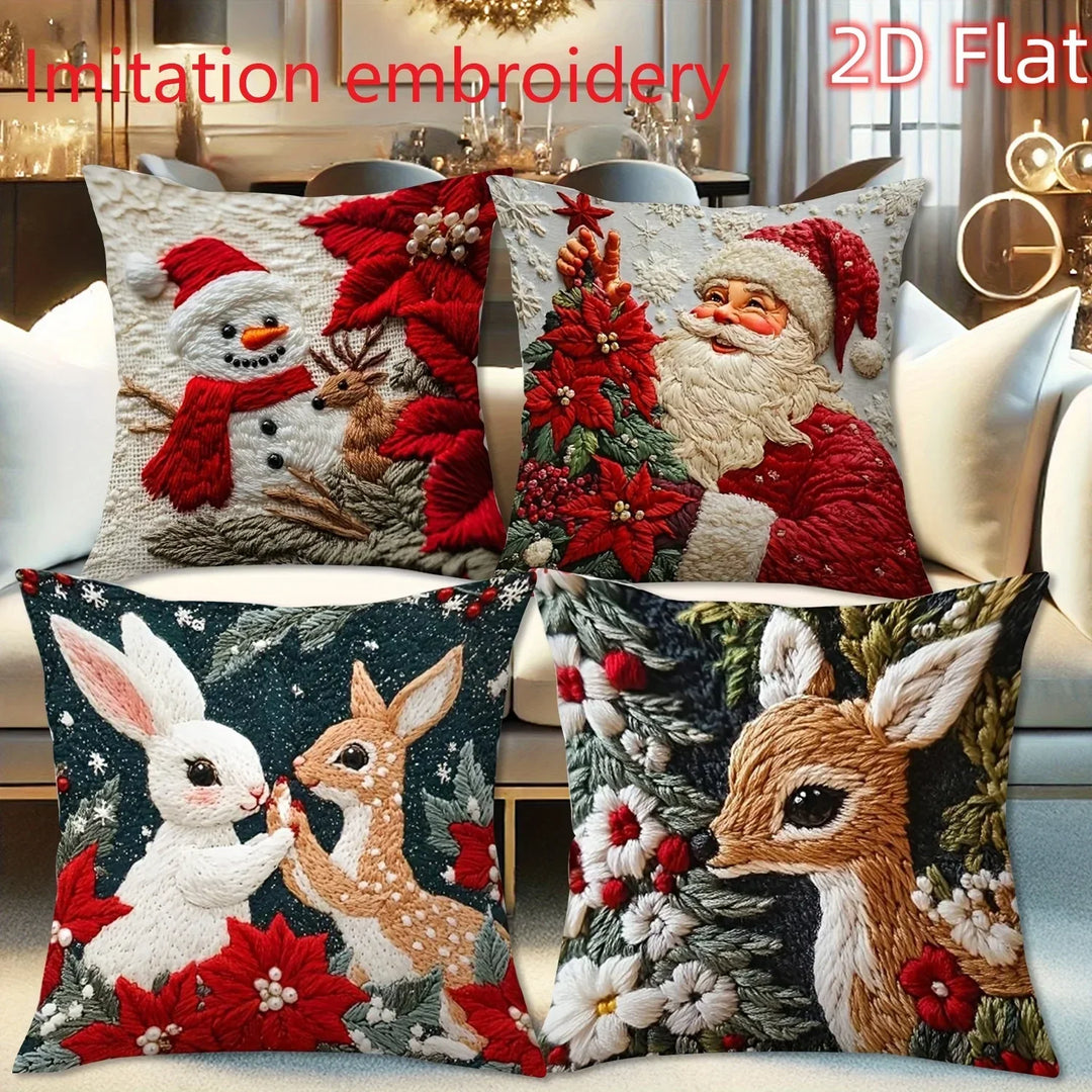 Housse de coussin de Noël Lunavia | Impression 2D | Design Père Noël | 45×45 cm | Décoration de Noël festive & idée cadeau