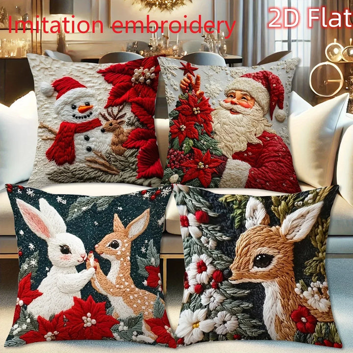 Housse de coussin de Noël Lunavia | Impression 2D | Design Père Noël | 45×45 cm | Décoration de Noël festive & idée cadeau