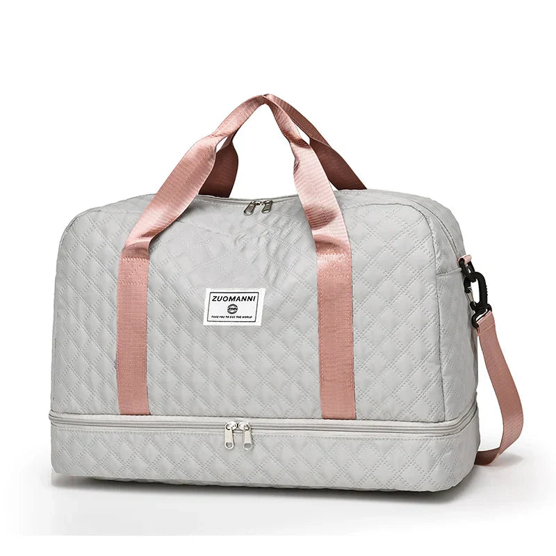 Raumio TravelFlex Sac de voyage léger avec motif en losange | Grand sac de sport et de week-end avec compartiment à chaussures et compartiment humide | Adapté aux bagages à main et pliable