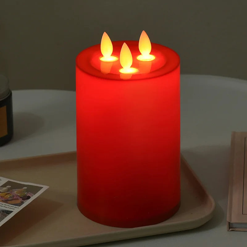 Luminara Trio Bougie LED avec 3 mèches | Lumière de bougie vacillante | Sans fumée & Fonctionne sur piles