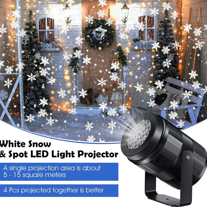 Projecteur LED LumiFlake Flocons de Neige | USB & Éclairage Extérieur | Spectacle de Lumières de Noël | Étanche