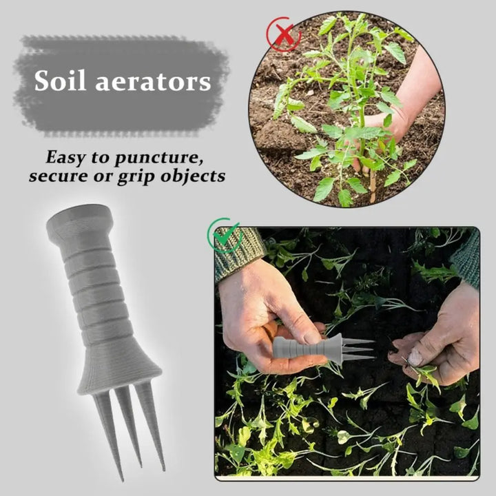 Aergrow Aérateur de sol à main en plastique | Compact & Efficace | 14,7 × 5 cm | Pour pelouses, parterres et surfaces de plantation