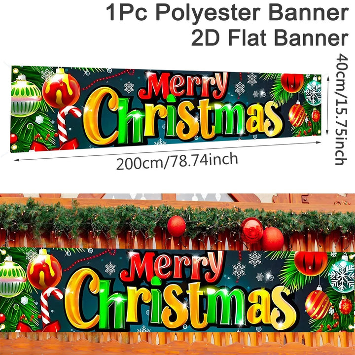 Bannière de Noël FestiJoy | Joyeux Noël & Bonne Année 2025/2026 | Décoration intérieure & extérieure | Résistante aux intempéries & Réutilisable