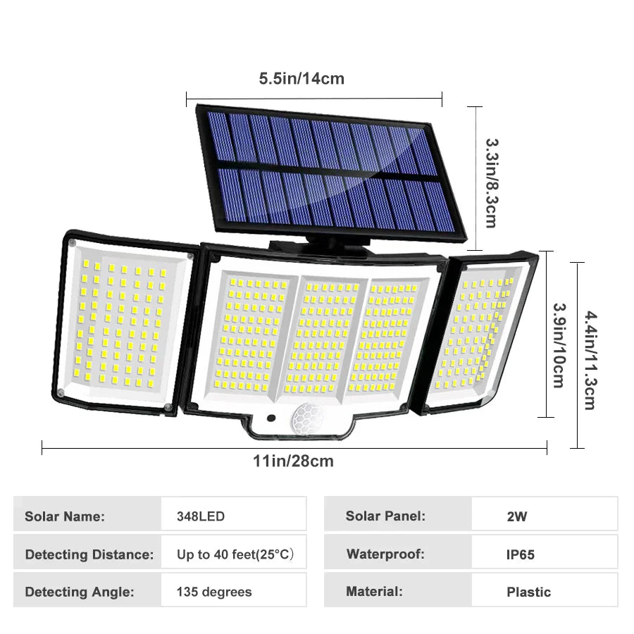 Lampe Solaire Murale LumoGuard 318LED | Détecteur de mouvement & 3 modes d'éclairage | Étanche IP65 pour jardin, terrasse & clôture