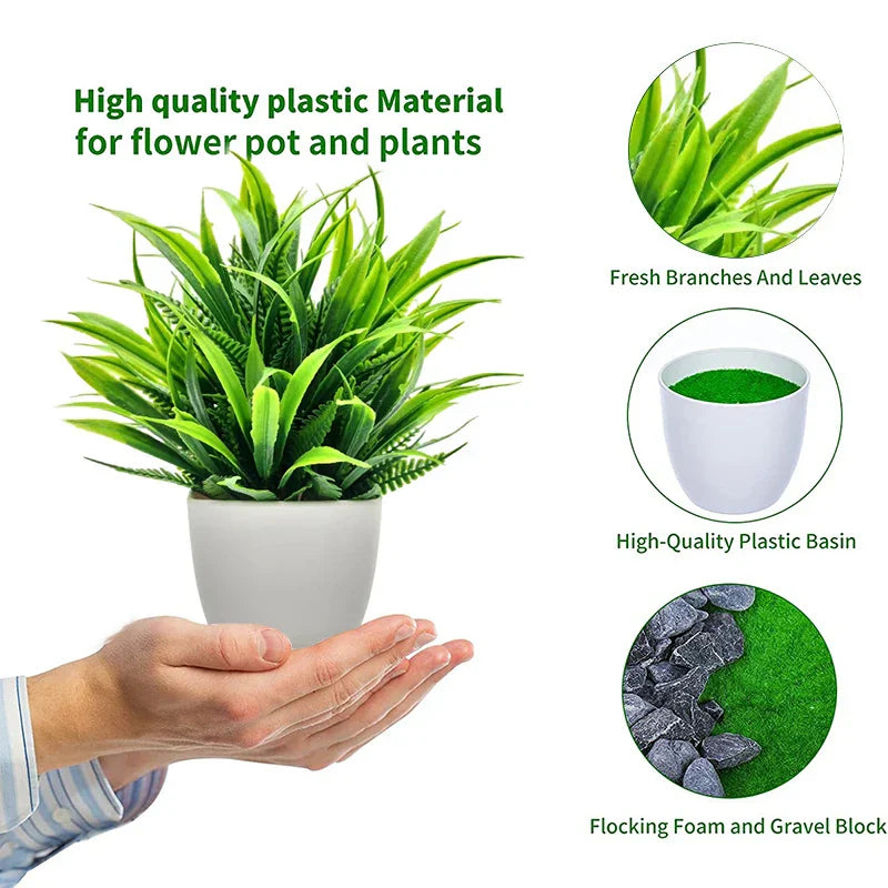 EverGreen Mini-Plante Artificielle | Toujours Vert & Sans Entretien | 7×7×16 cm