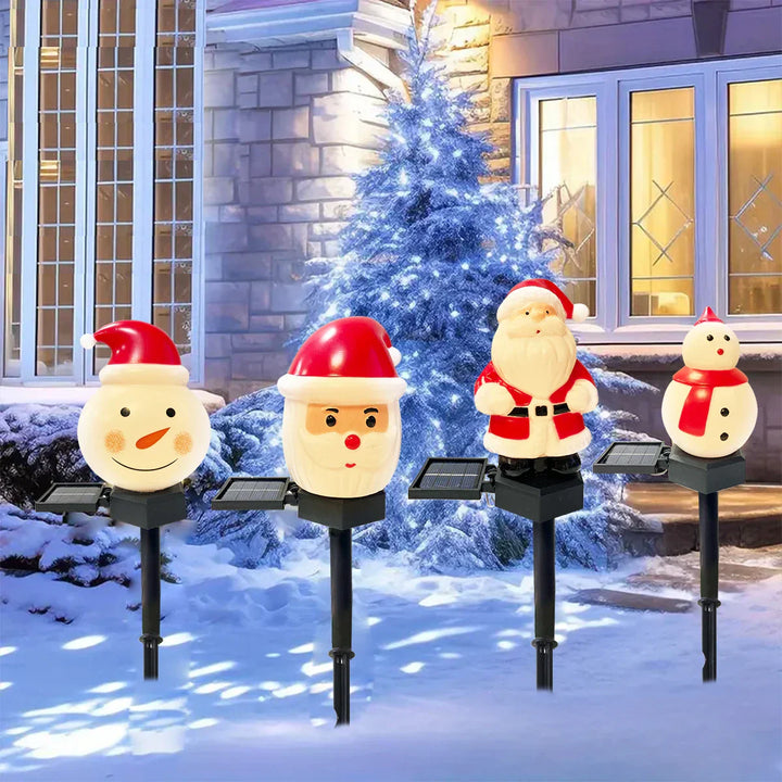 Lampe de jardin solaire | Père Noël & Bonhomme de neige | Lumière d'extérieur LED | Étanche & Extérieur