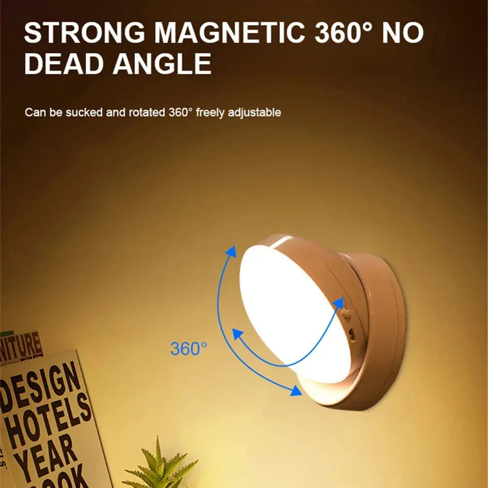 LumiFlex360 Lampe de nuit LED | Détecteur de mouvement | Rotatif à 360° | Rechargeable | Magnétique et sans fil