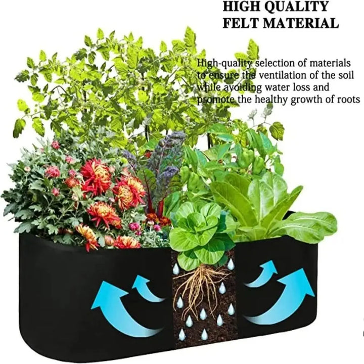 Florabrix Sac de Plante | Sac de Plante Rectangulaire en Tissu Non Tissé | Avec Poignées & Drainage | Pour Légumes, Fleurs & Herbes