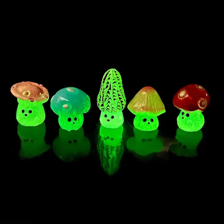 Mycoria Mini-Champignons 6 pièces | Figurines décoratives lumineuses | Résine | Pour jardin féerique, paysages de mousse & maison de poupées