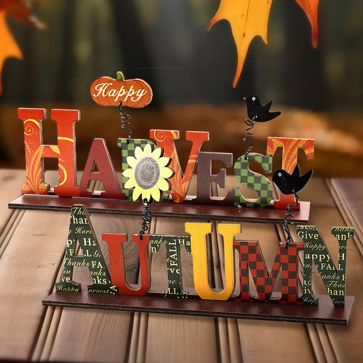 Décoration en bois AutumnCharm | Élément décoratif de Thanksgiving | Décoration d'intérieur et de table automnale