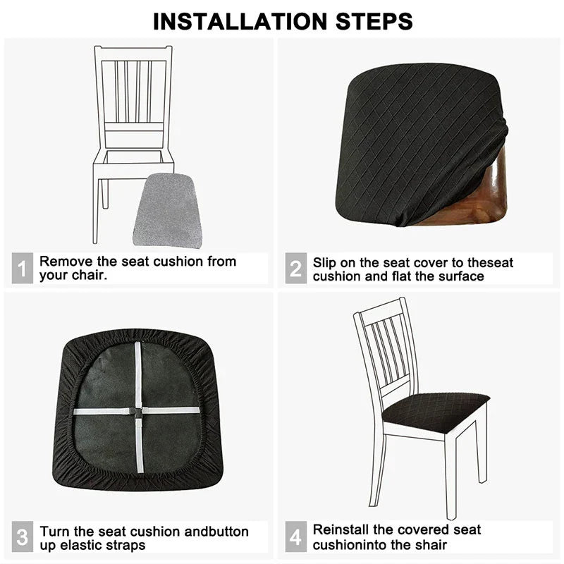 CasaLino | Housses de siège de chaise imperméables | Élastiques et lavables | Design à carreaux | 4 variantes | Pour cuisine et salle à manger