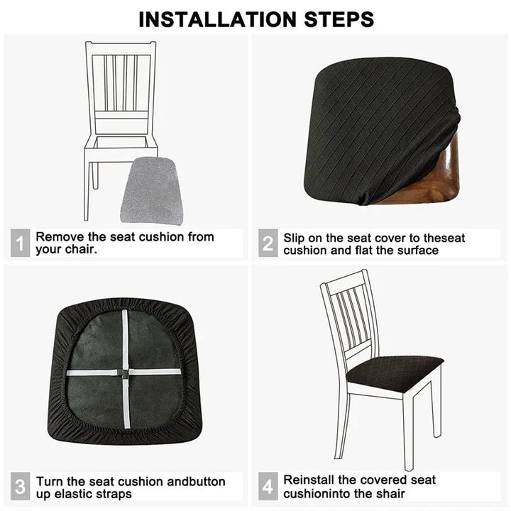 CasaLino | Housses de siège de chaise imperméables | Élastiques et lavables | Design à carreaux | 4 variantes | Pour cuisine et salle à manger