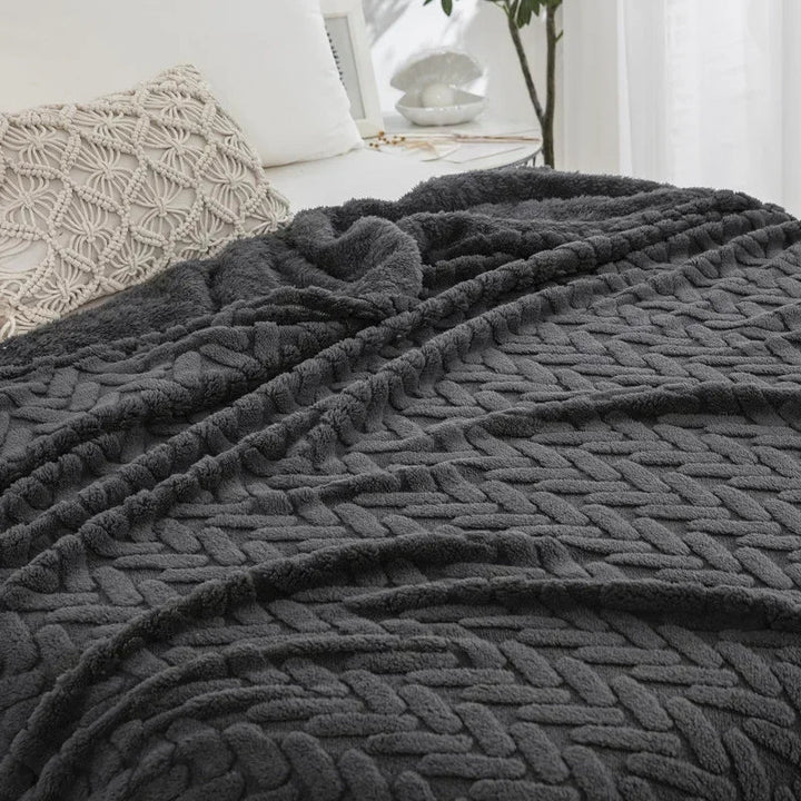 Couverture en Fleece Jacquard CozyWeave | Simple & Double Face | Doux Fleece Tafu & Shu en Coton | Pour l'Automne & l'Hiver
