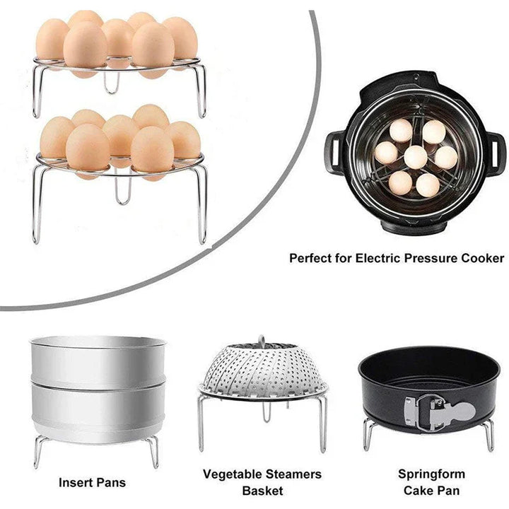 Steamello Support de cuisson à la vapeur pour œufs en acier inoxydable | Résistant à la rouille & à la chaleur | Pour 7 œufs | Ø env. 17 cm | Idéal pour cuiseurs vapeur & casseroles