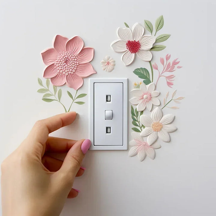 Autocollant mural Decoflora SwitchBloom | Autocollant floral en PVC pour interrupteurs | Amovible, étanche & autocollant | Pour le salon, la salle de bain & la chambre