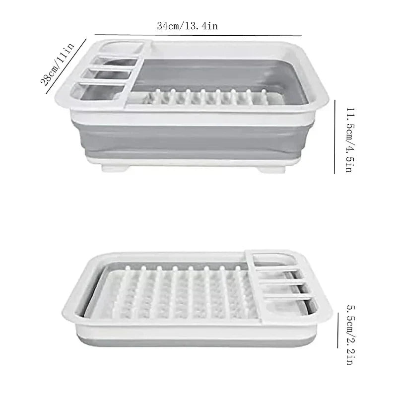 TrockniQ Égouttoir Pliable Cuisine | Support à Vaisselle avec Écoulement d'Eau | Gain de Place & Lavable | Design Moderne en Plastique