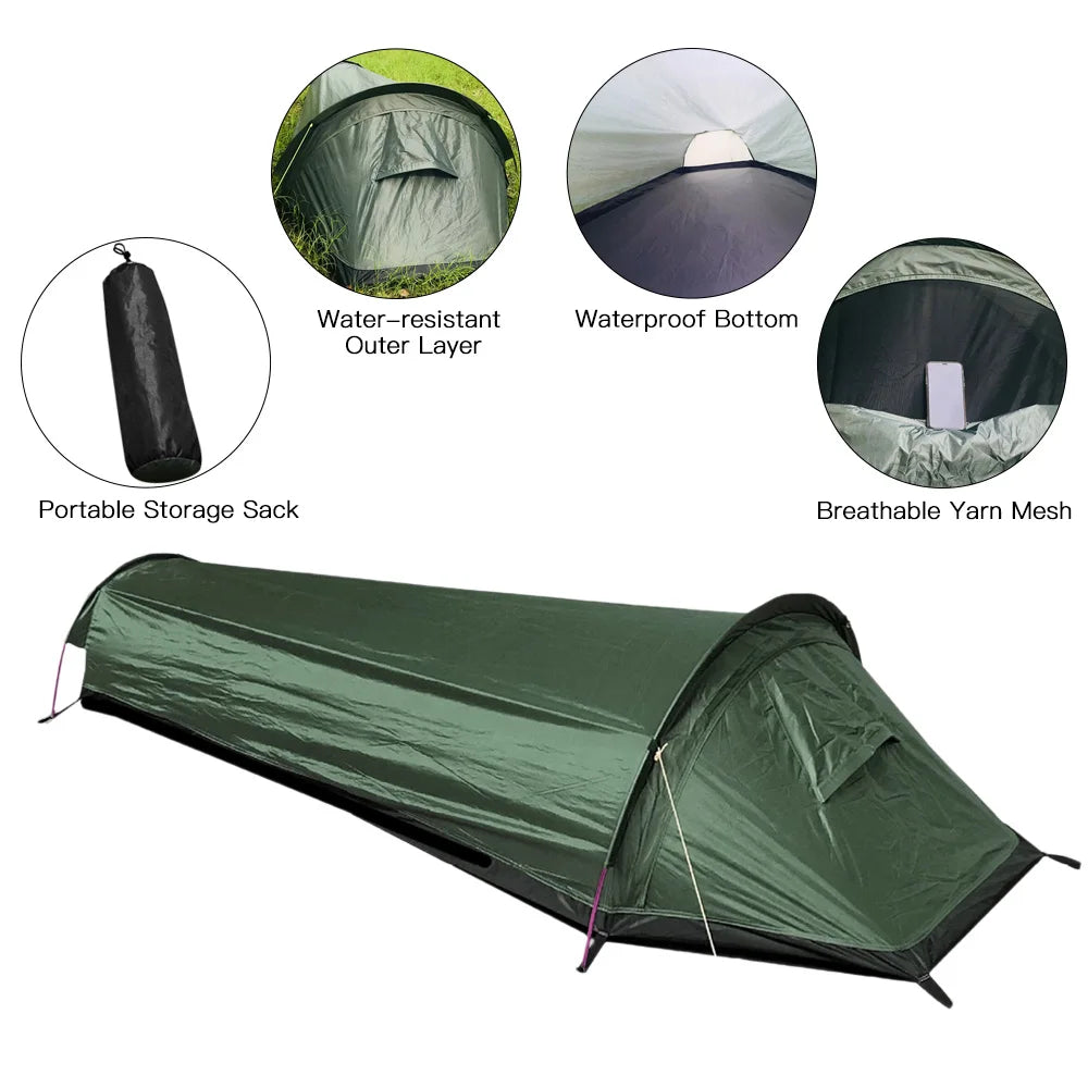 Trekvento SoloShield Ultra-léger tente pour une personne | Imperméable & Résistant au vent | Avec armature en aluminium et sac de rangement | Pour trekking, randonnée & camping