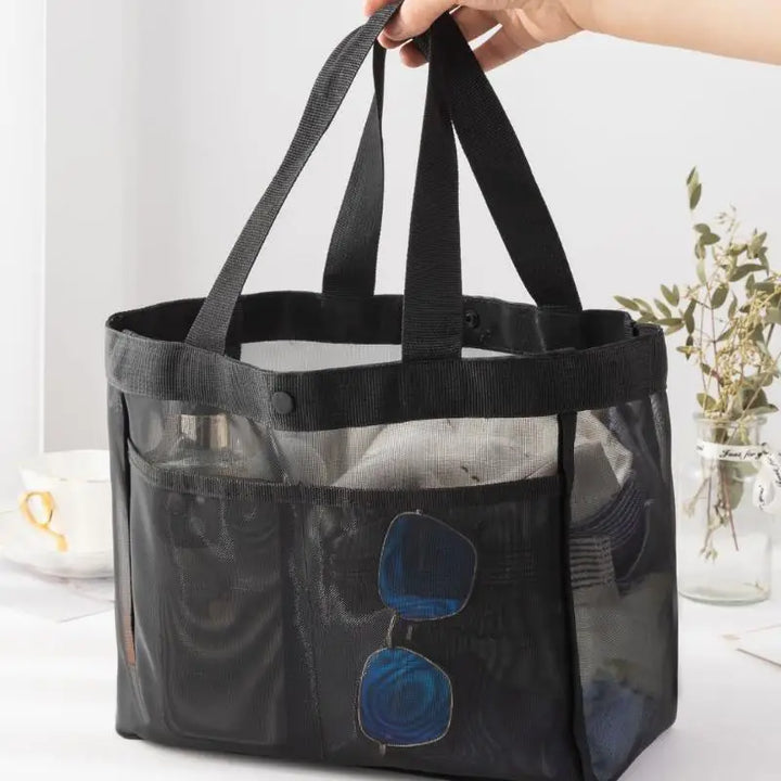 Sac de plage AEROWAVE Mesh | Grand & Respirant | Pour la plage, le sport & les voyages | Léger & Sèche rapidement | Noir