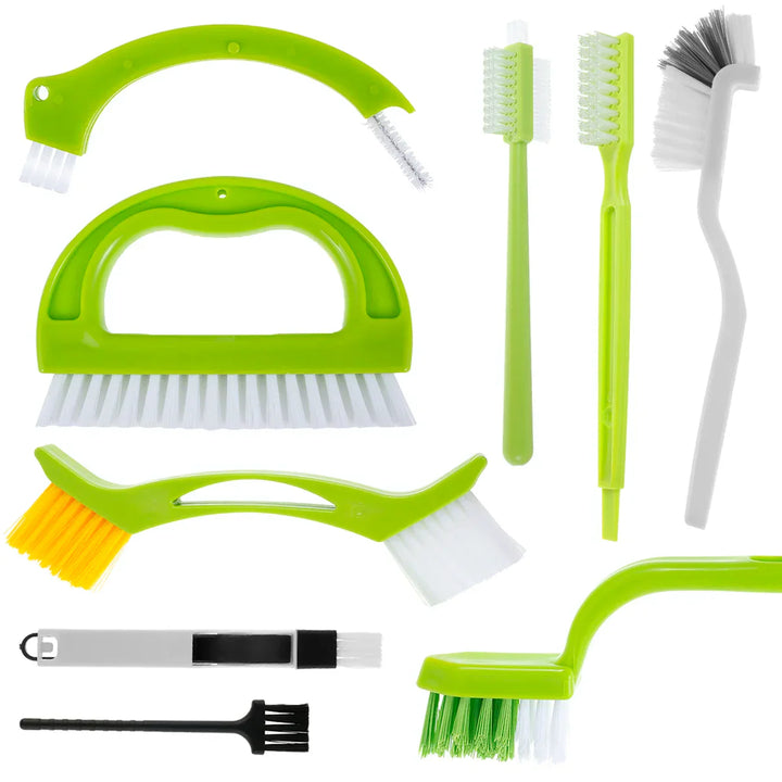 Set de brosses de nettoyage Fugenix | Pack de 9 brosses pour joints et rainures | Ergonomique & Réutilisable | Pour salle de bain, cuisine & fenêtres
