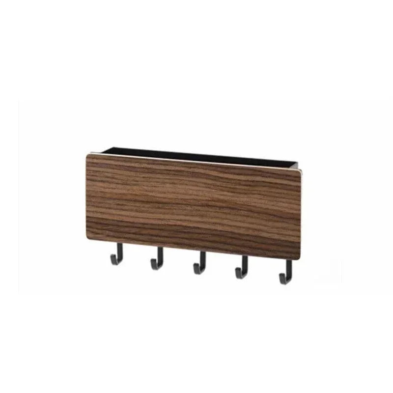 KeyNest Organisateur mural | Tableau de clés en bambou avec crochets | Vestiaire mural rectangulaire pour clés, vestes et accessoires