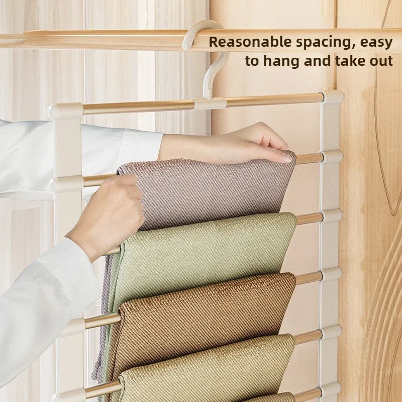 SteelSpace Porte-pantalon en acier inoxydable | 5/7 niveaux | Pliable et gain de place | Organisateur de placard