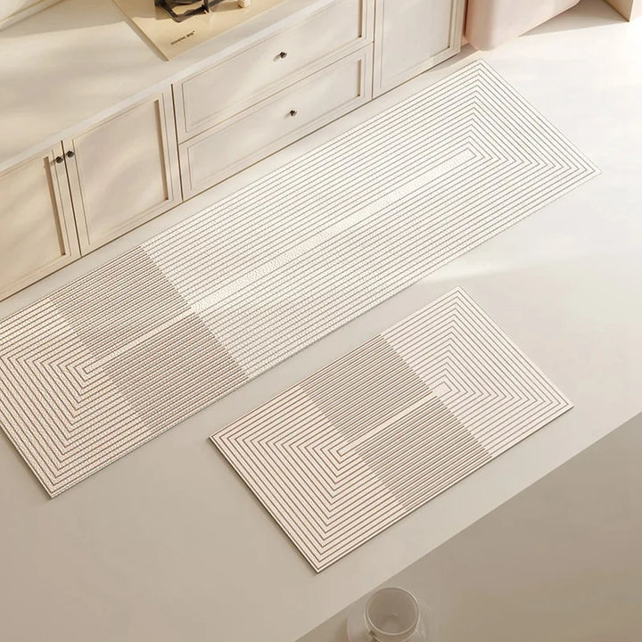 Pureterra | Tapis de cuisine super absorbant | Antidérapant & Lavable | Design en diatomite | Ovale & Long | Tapis de confort pour cuisine & salle de bain