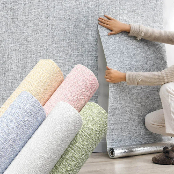 Papier peint 3D en lin autocollant Linovera | Imperméable, résistant à la moisissure & amortissant | Idéal pour le salon, la chambre & la cuisine