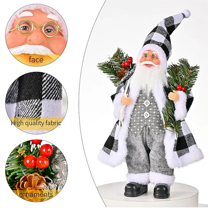 Festivaro | Figurine de Noël Père Noël | Debout & Assis | 30 × 10 × 17 cm | Décoration de Noël soigneusement conçue pour la table, la cheminée & le bureau